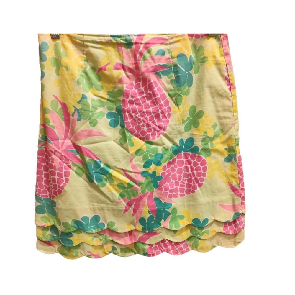 Lilly Pulitzer‎ Cotton Pineapple Floral Scallop Multicolor Women's Skirt Size 6